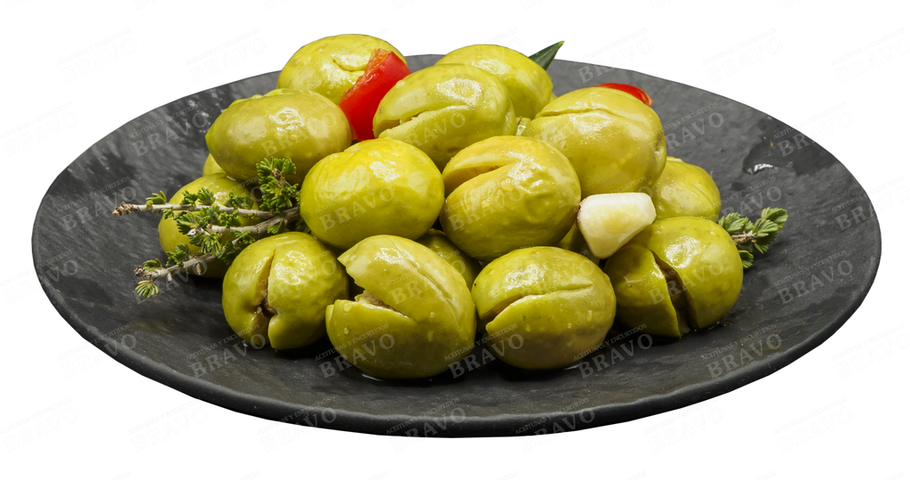 Plato Aceitunas Partidas Aliñadas - Aceitunas aloreña